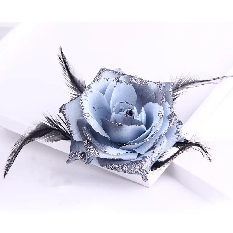 Романтическая брошь в виде Розы высокое качество тканевая булавки с блестками