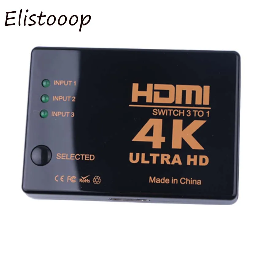 Elistooop HDMI распределитель 1080P 4K 3 вход 1 выходной порт концентратор коробка для DVD HDTV