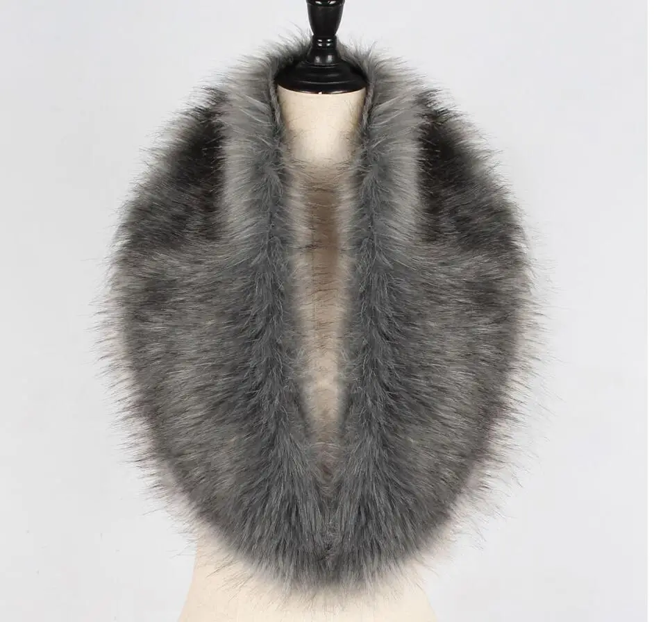 Воротник-шарф из натурального меха енота и лисы естественного цвета | Женская