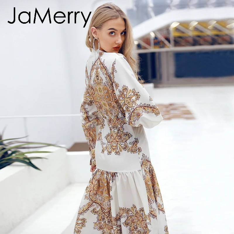 Женское винтажное платье с принтом пейсли JaMerry элегантное пляжное макси в стиле