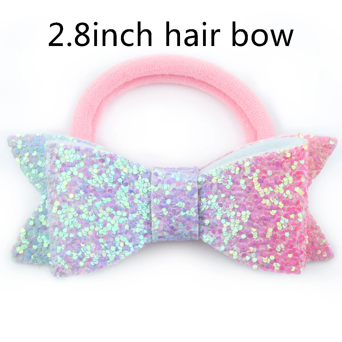 2.8inch hair bow-8 1 PC Child Hair Bow Tie Elastic Hair Band Glitter Hairbow Rope Rainbow Sequin Sparkly 3 Inch Bows Mermaid Girls Sweet Headwear - Цвет: 2.8inch hair bow-8