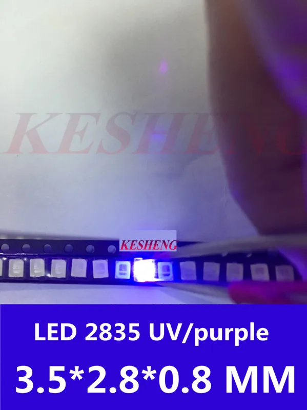 100 ПК диоды 2835 3528 SMD СВЕТОДИОДНЫЙ УФ фиолетовый шарик 395 410nm Ультрафиолетовый