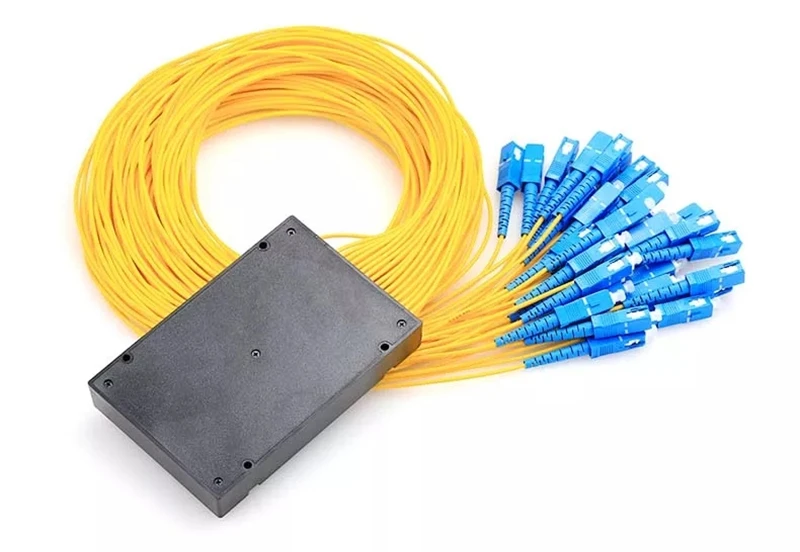 2PCS 1*32 PLC splitter ABS box type SC FC 1mtr 2.0mm 3.0mm yellow cable 1X32 Cassette FTTH coupler ODN free shipping factory