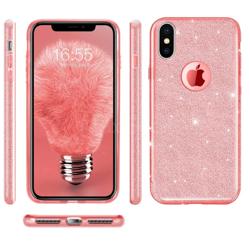 MaxGear для iPhone X XS Max XR роскошный блестящий чехол 3 в 1 7 6 6S 8 Plus 5 5S SE 11 Pro |