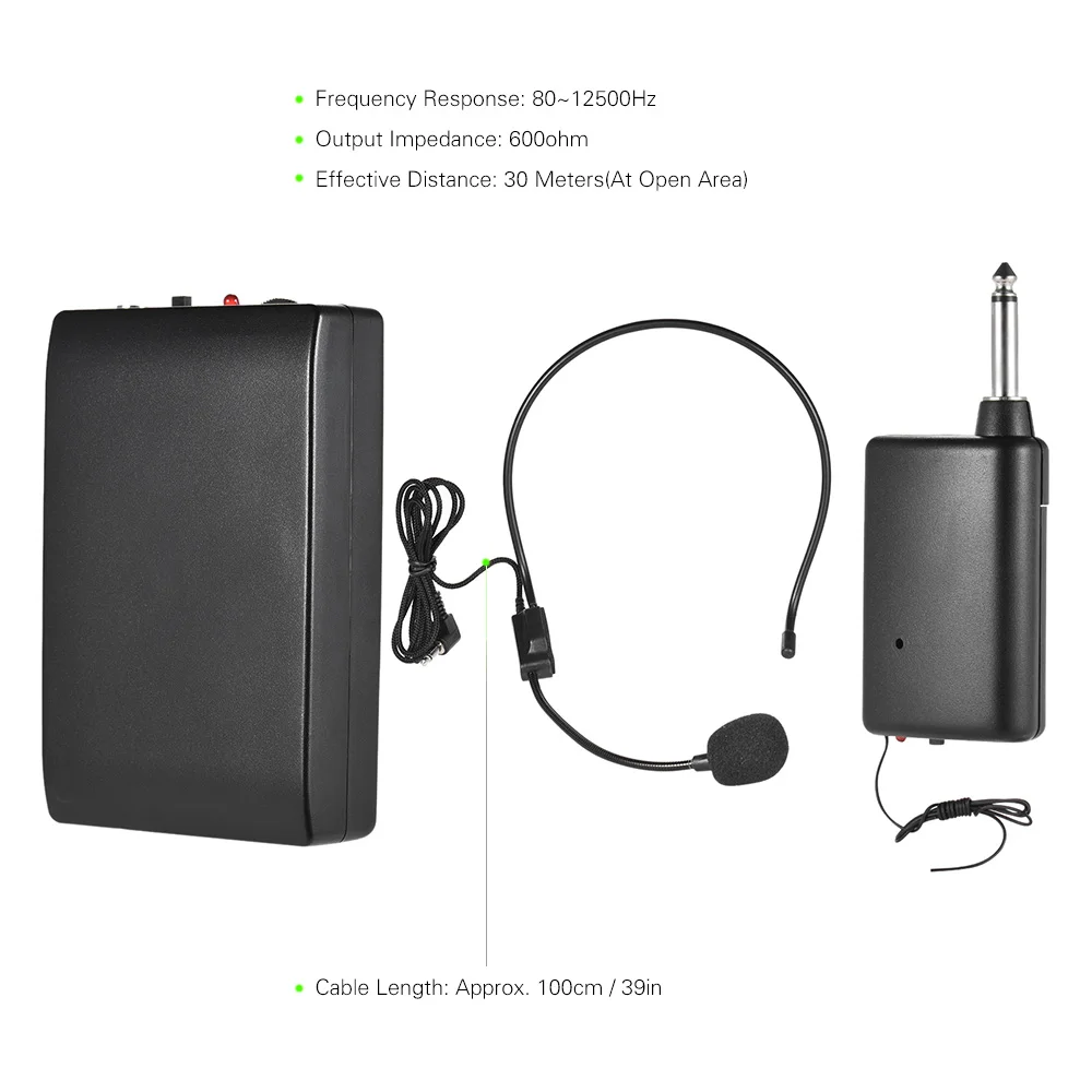 Портативный FM Беспроводной микрофон гарнитура Системы средство громкоговорящей