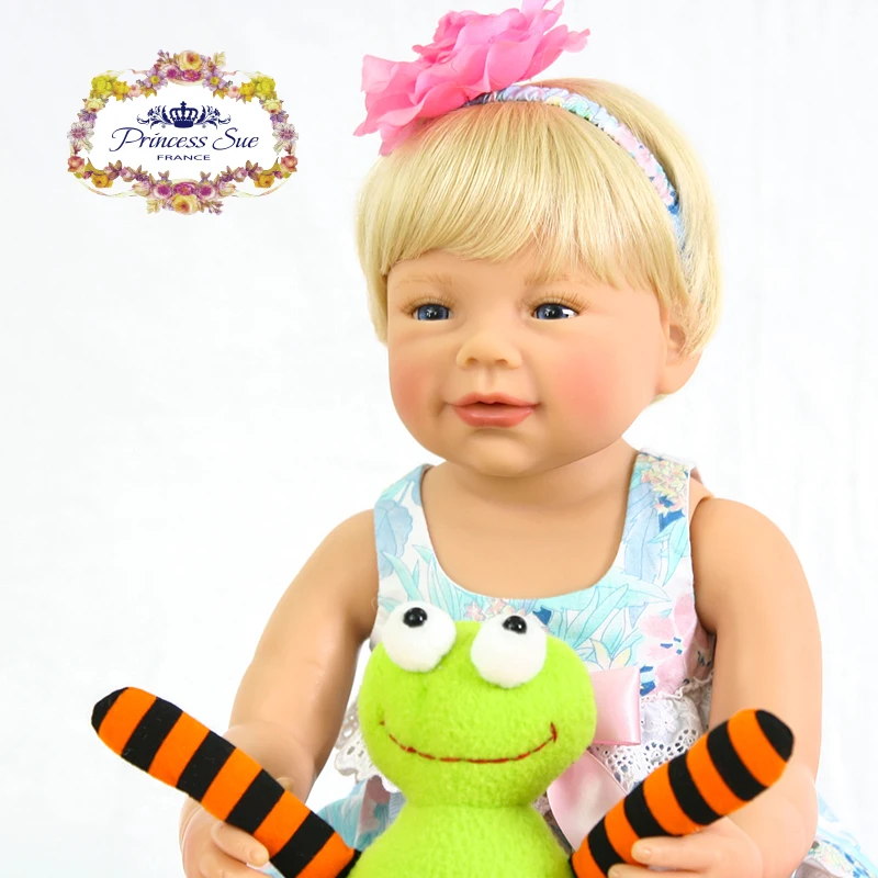 Bebe reborn 22 дюймов полное тело виниловых Reborn для маленьких девочек куклы Высокое