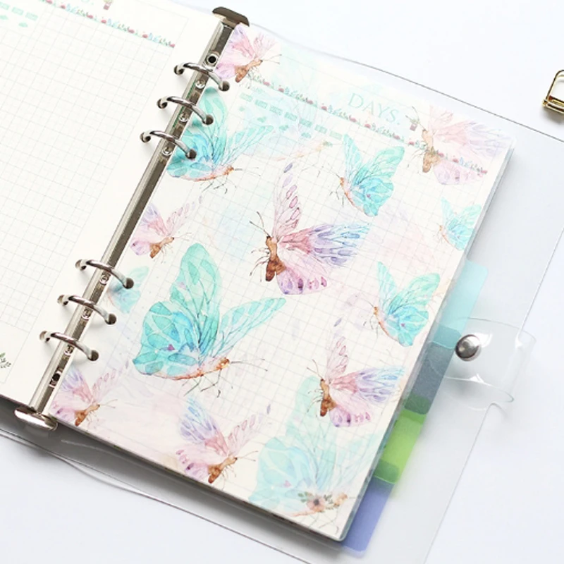 PP Transparent 6 Hole Color Index Page Hand Ledger A5A6A7 Loose Leaf Separator Calendar Plate | Канцтовары для офиса и дома
