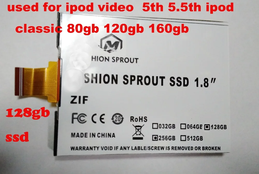 Новинка Твердотельный накопитель 1 8 дюйма ce/zif SSD 128 ГБ для iPod Classic 3 поколения 160 Гб