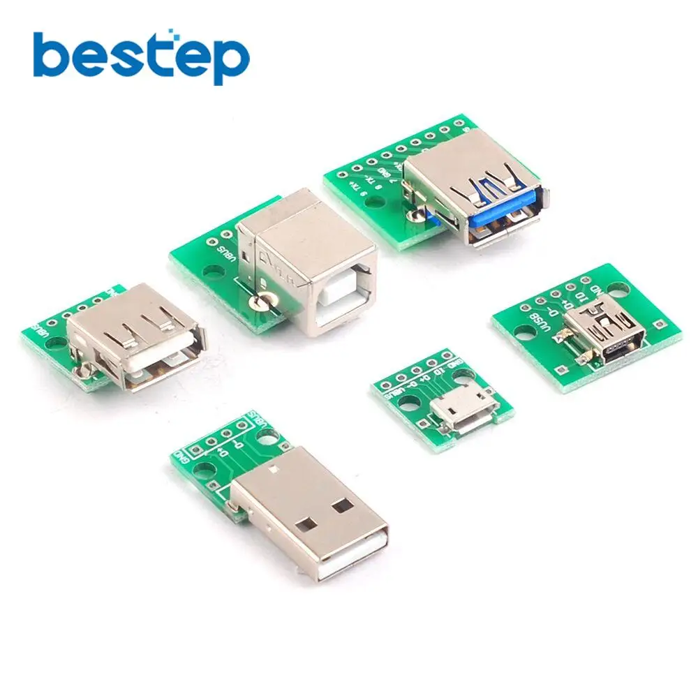 6 шт. USB преобразователь для DIP адаптера 2 54 мм печатная плата 0 3 01 Φ каждый 1 DIP|usb 3.0|usb