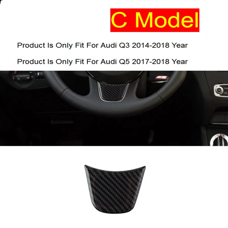 C Model Carbon fiber Автомобильный Стайлинг из углеродного волокна чехлы на руль наклейки спортивные для Audi A4 B8 B9 A3 A5 A6 C7 A7 W3 Q5 салонные авто аксессуары - Название цвета: C Model Carbon fiber