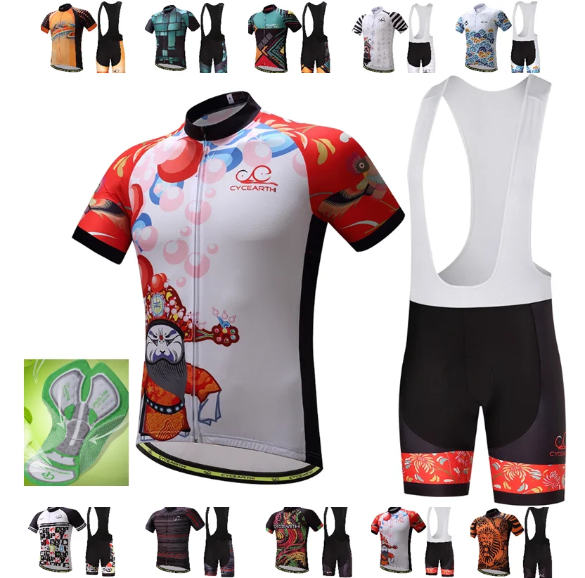 

New 2018 Men Summer Short Sleeve cycling jersey bike bib shorts set MTB Ropa Ciclismo bicycling Maillot clothes sportwear