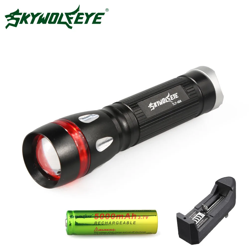 SKYWOLFEYE светодиодный фонарик 3 режима CREE XML T6 вспышки света факел лампы свет