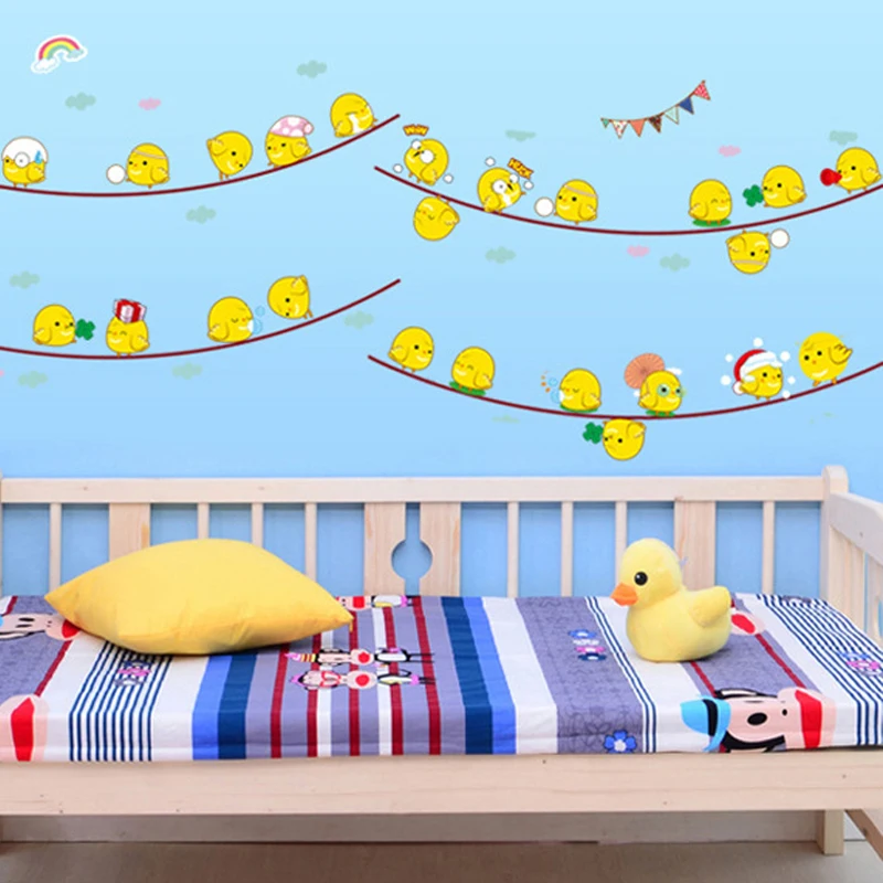 Супер милые желтые яйца курица наклейки на стену diy детские комнаты декор
