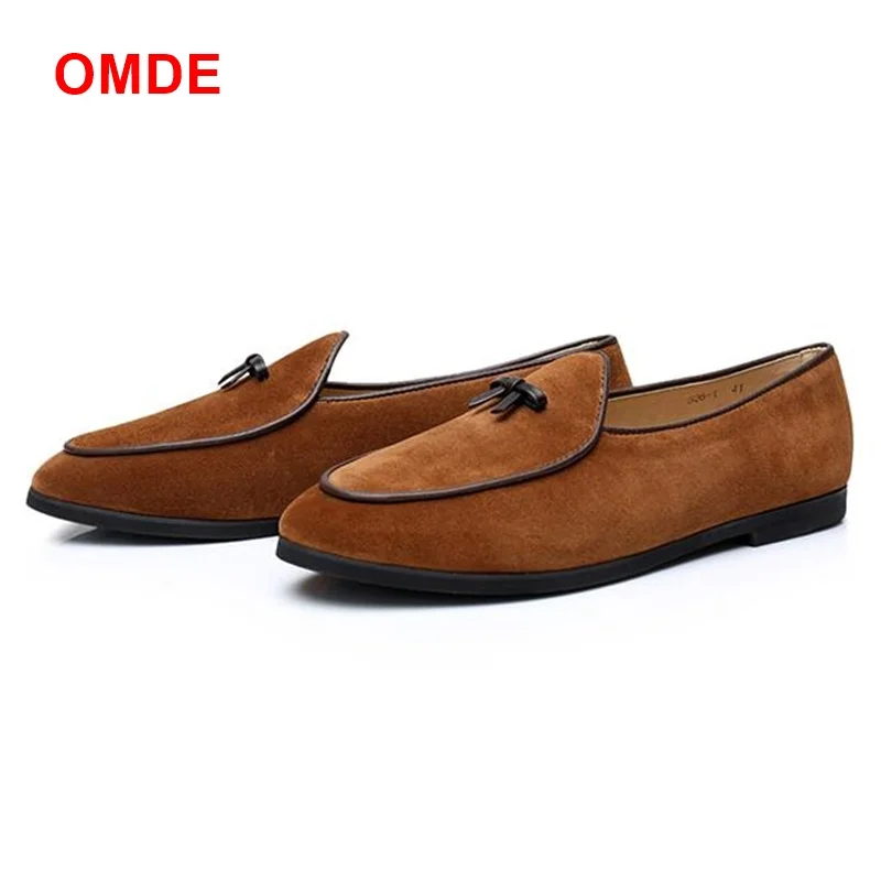 

OMDE New Arrival Cow Suede Loafers Fashion Driving Shoes Italian Men Dress Shoes Slip On Casual Shoes Mens Slipper Flats