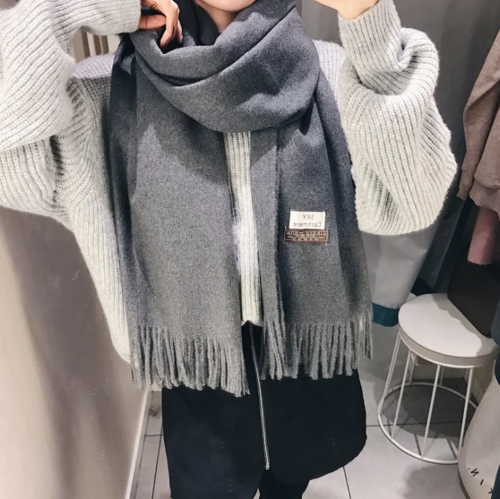 Однотонный зимний шарф Chanycore кашемировые женские шарфы из пашмины теплая плотная