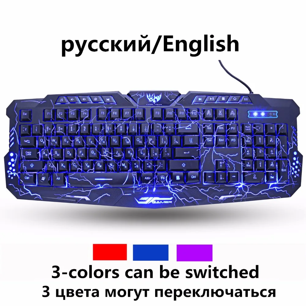 Игровая клавиатура ZUOYA Проводная с русской и английской раскладкой цветная