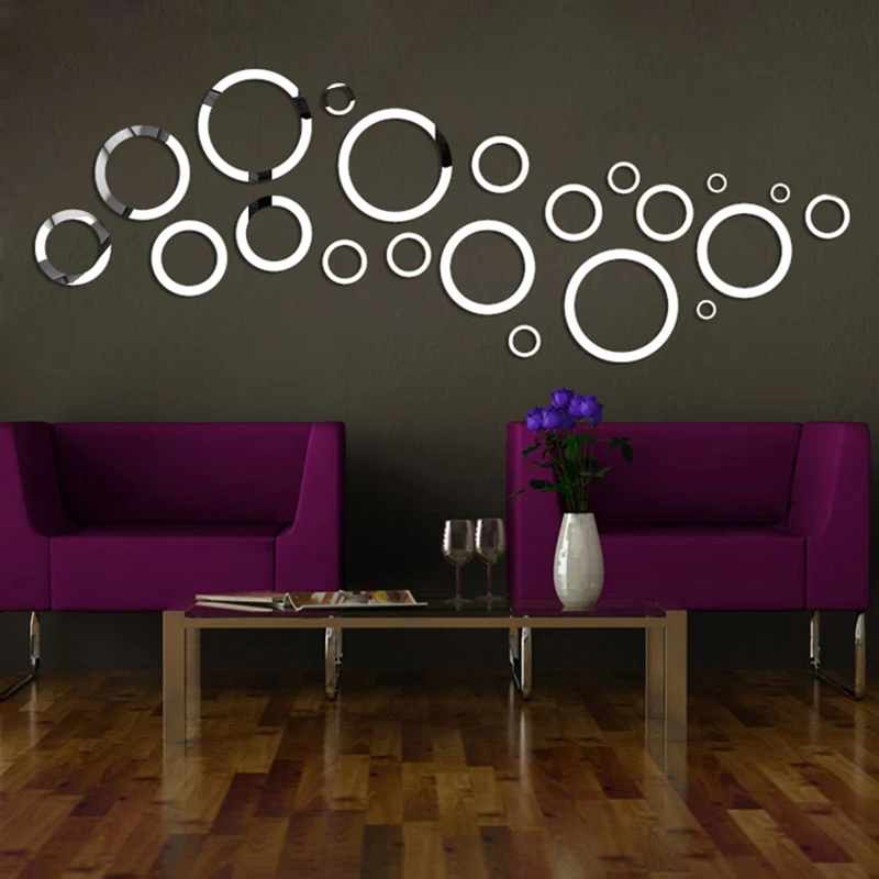 DIY зеркальные акриловые круглые формы твердые настенные наклейки для отеля кофе