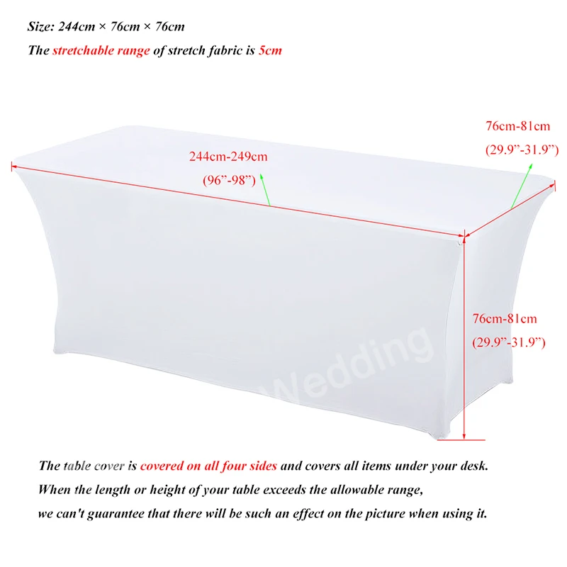 HAORUI Rectangular Tablecloth Spandex Lycra Stretch Wedding Table Cover Trestle 8Ft/6Ft/4Ft | Дом и сад