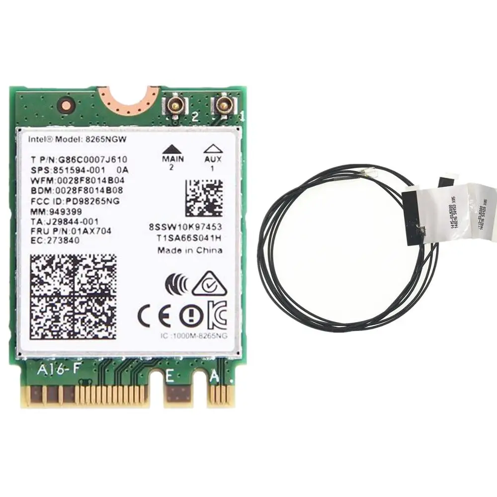 Двухдиапазонный Wlan для Intel 8265NGW Wireless AC 8265 NGFF 802.11ac 867 Мбит/с 2x2 Wi Fi + Bluetooth 4 2 карта