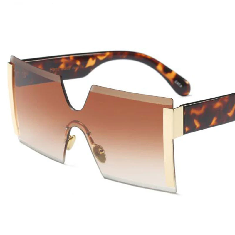 Большие Квадратные Солнцезащитные очки без оправы женские коричневые