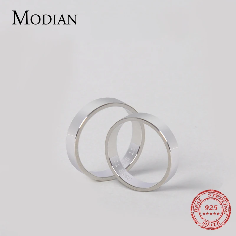 Modian распродажа 100% стерлингового серебра 925 пробы пара Простые Кольца