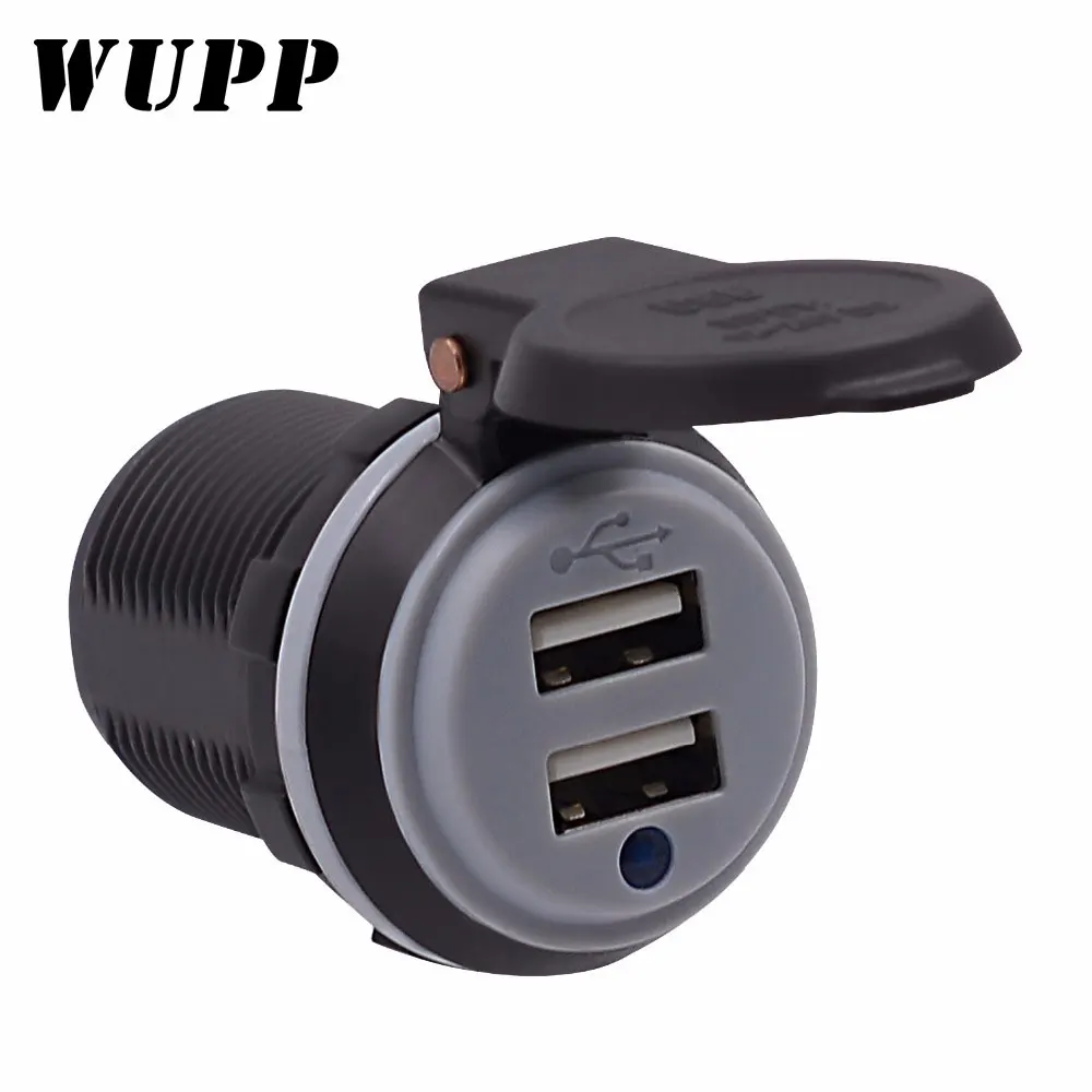 WUPP 12-24 В 4.2A/DC 22 Вт Черный Водонепроницаемый двойной автомобильный usb-адаптер