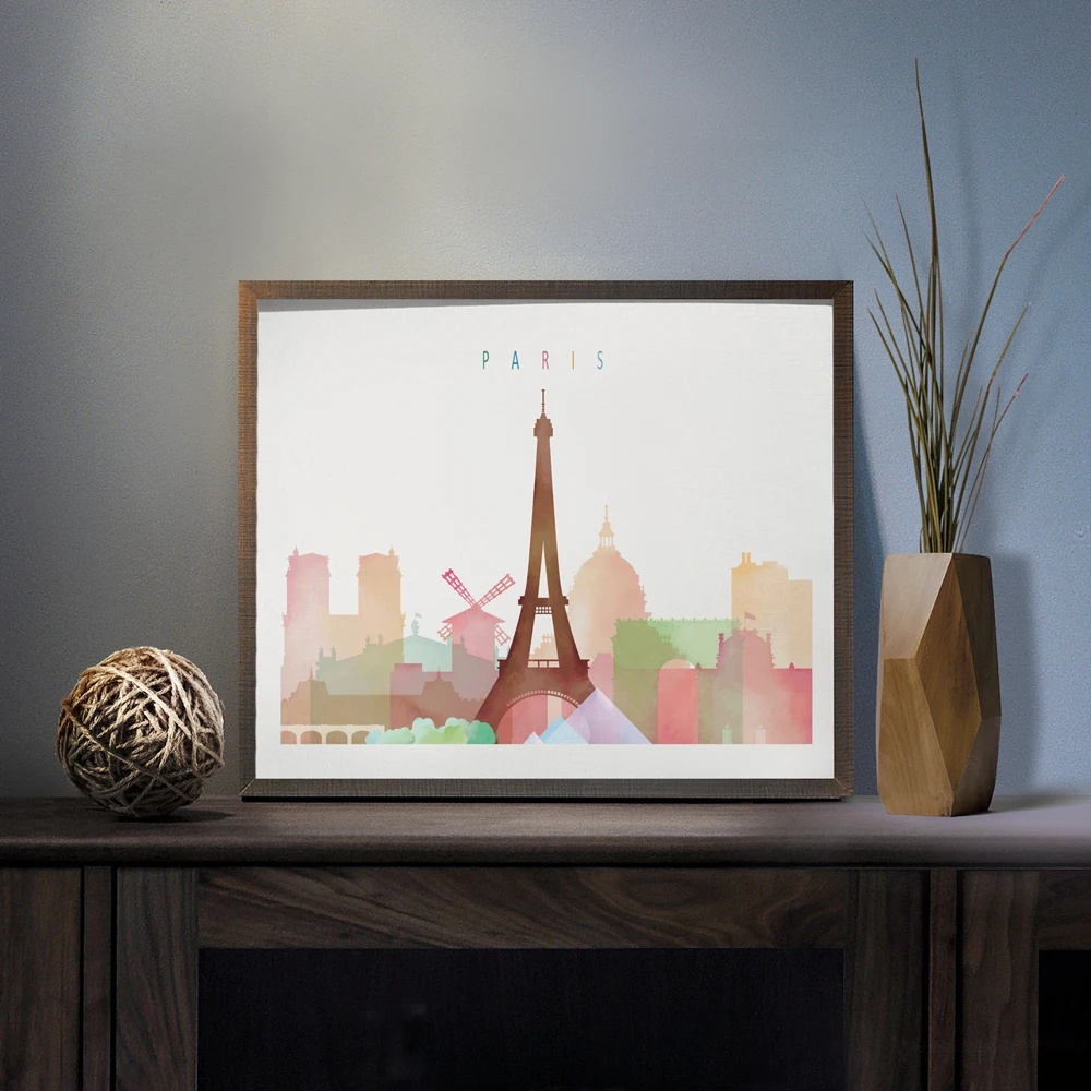 Элегантный поэтический акварельный современный Лондонский Городской пейзаж Нью