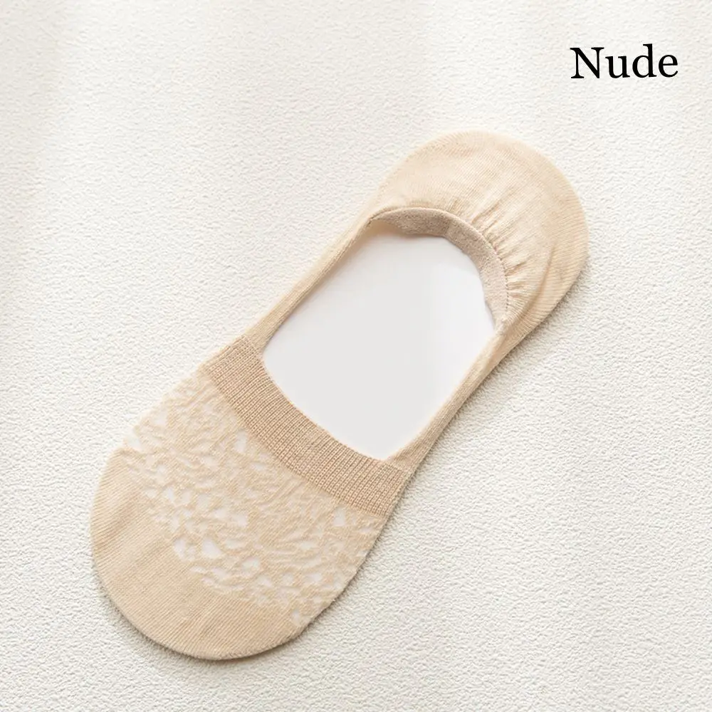Nude Невидимые носки-башмачки ярких цветов Нескользящие короткие Чулочные изделия Модные женские повседневные хлопковые дышащие носки-башмачки до лодыжки - Цвет: Nude