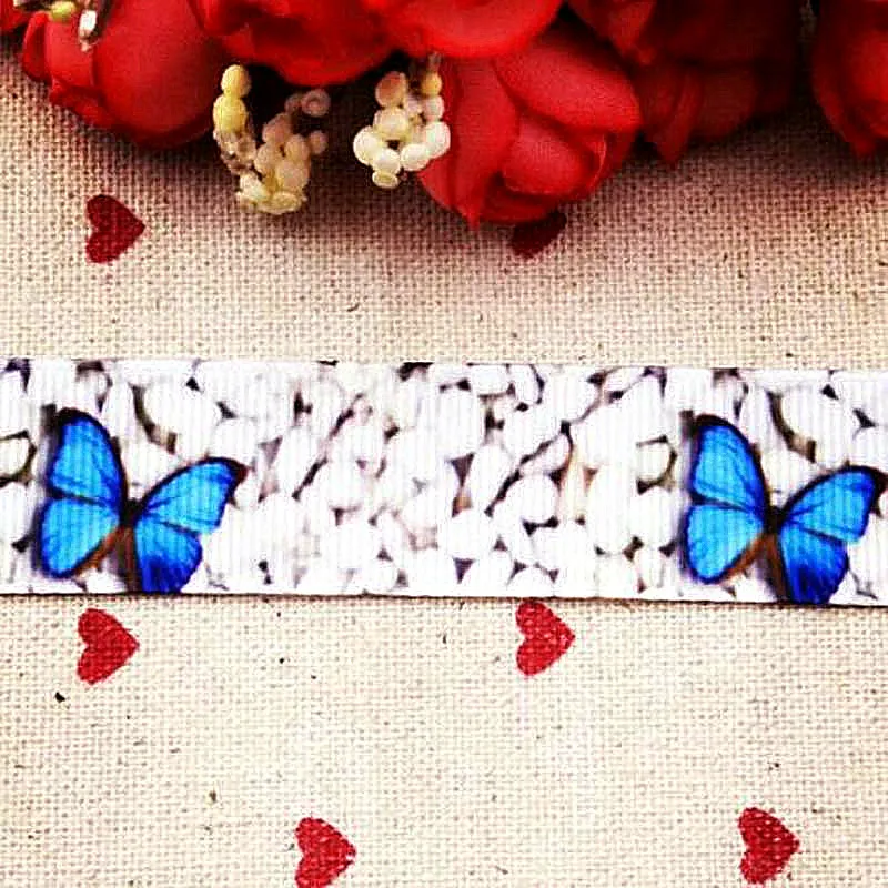 Лента для волос с рисунком бабочки синего цвета аксессуары лента упаковки своими