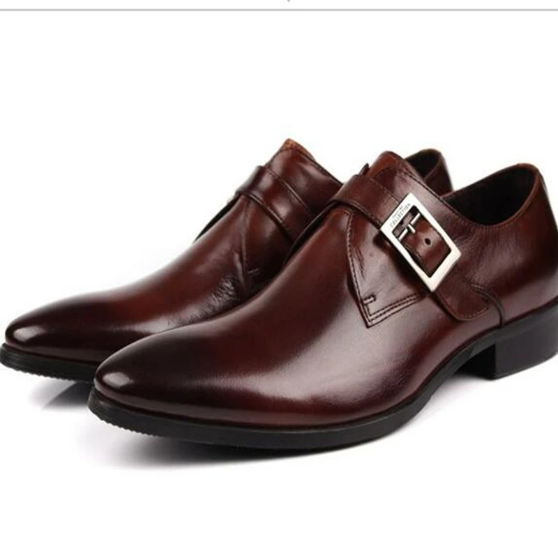 2017 Новый Стиль Натуральная Кожа Мужчины Платье Свадебные Туфли Черный