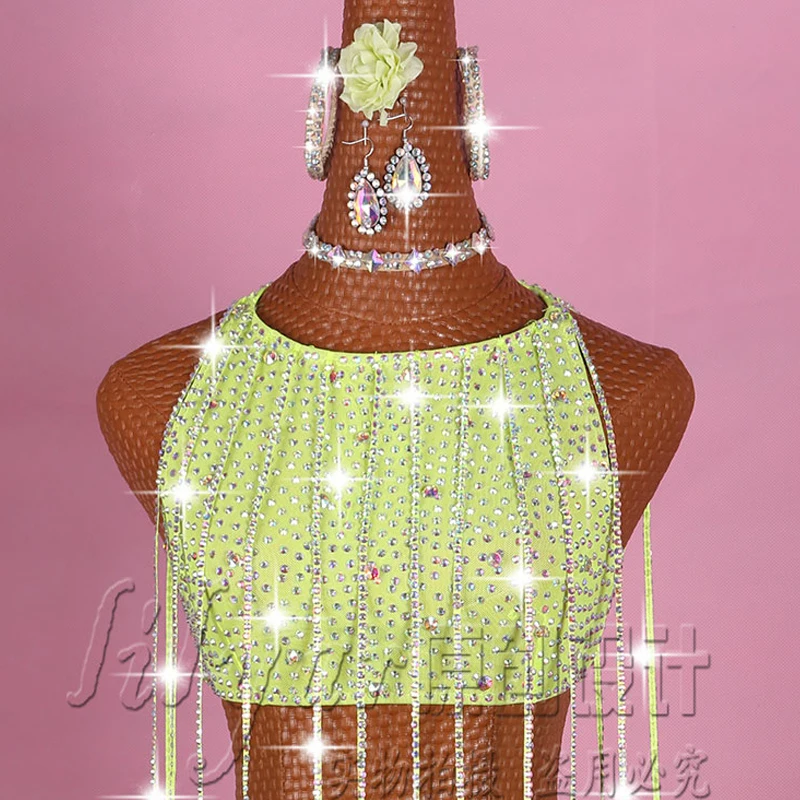 Женское платье для латиноамериканских танцев желтое традиционное танцевальное