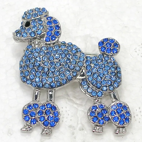 

Blue Rhinestone Poodle dog Pin brooches C297 B