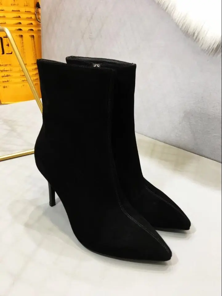 Быстрая доставка 2018 осенние и зимние с острым носком замшевые sleather Женские туфли