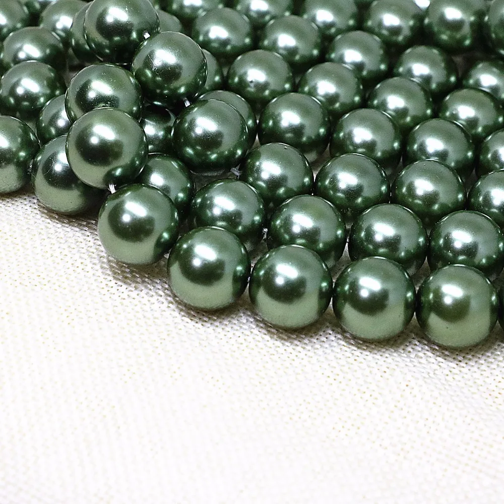 Beautiful green simulated-pearl shell wholesale 4 6 8 10 12 14mm hot sale round loose beads women jewelry making 15inch B1605 | Украшения и