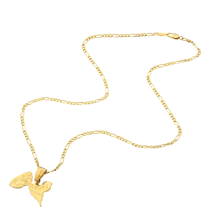 Цепочка с подвеской в виде карты Гваделупы золотистого цвета|pendant brand|pendant for