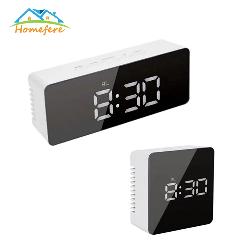 Зеркальные цифровые часы светодиодный Будильник для смартфона прикроватный