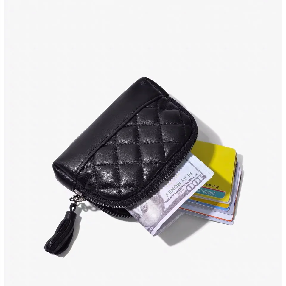 Черный женский кошелек из овчины короткая милая миниатюрная монетная сумка маленький кошелек брелок маленькая сумка Кошельки для монет Porte Monnaie Femme