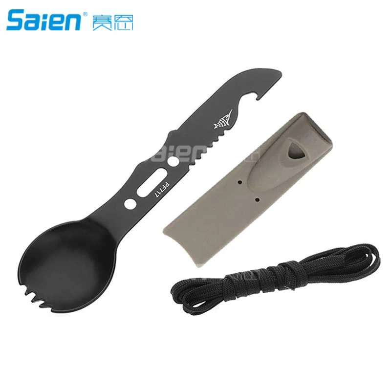 02 Многофункциональный Spork 8 в 1 Кемпинг столовые приборы, ложка, вилка, нож комбо с открывалкой для бутылок скалер рыба копье Мультитул для кемпинга - Цвет: 02