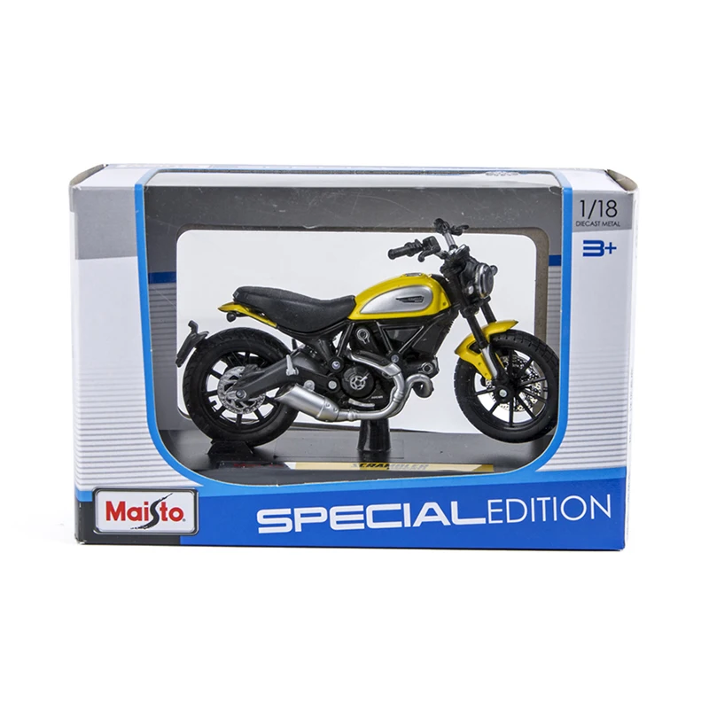 Модели мотоциклов Maisto 1:18 Ducati Scrambler желтая литая миниатюрная гоночная игрушка для