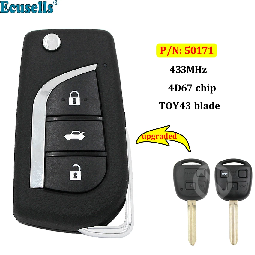 Обновленный дистанционный ключ брелок 433 МГц 4D67 чип для Toyota Prado 120 RAV4 Kluger 50171 uncut
