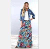 tuhao bohemian womens skirts plus size 3xl spring summer fashion floral print long skirts casual ladies skirt lm45