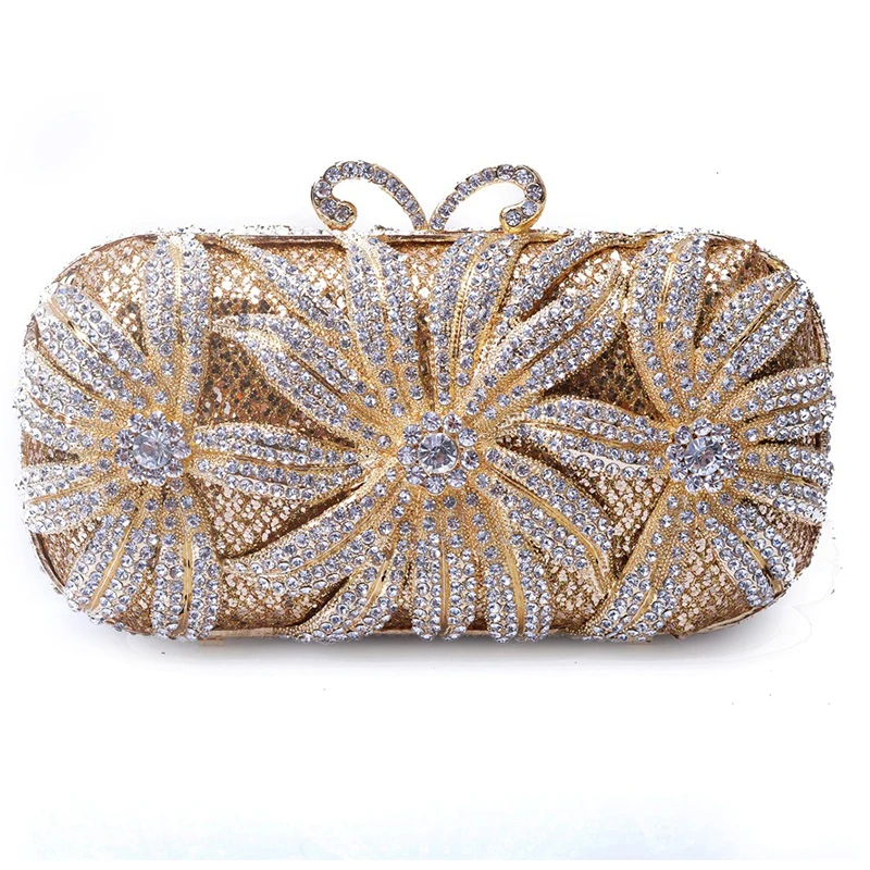 Роскошные золотистые металлические белые блестящие искусственные клатчи