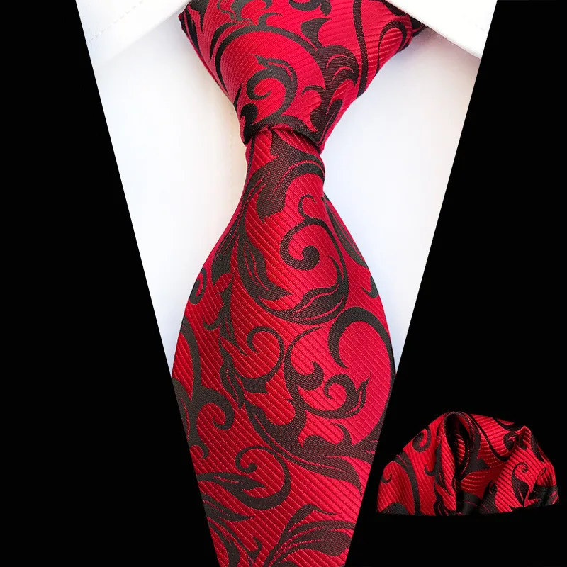 Men's Tie Red Gray Brown Novelty 100% Silk Gravata Hanky Set for Men Formal Wedding Party Groom Business Ties | Аксессуары для