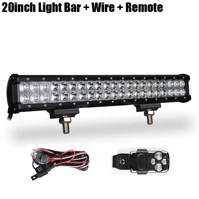 20inch with Remote 36 дюймов 2" 20" 1" 12" внедорожный светодиодный рабочий светильник бар головной светильник тумана светильник комбо балка для Jeep SUV ATV УАЗ грузовик 12V 24V Автомобильный Стайлинг - Цвет: 20inch with Remote