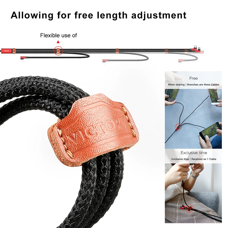 Usb-кабель Baseus 90 градусов для iPhone XS Max XR X 8 7 6 6 S, зарядный шнур 3 в 1, кабель Micro USB type-c, кабель USB type-C
