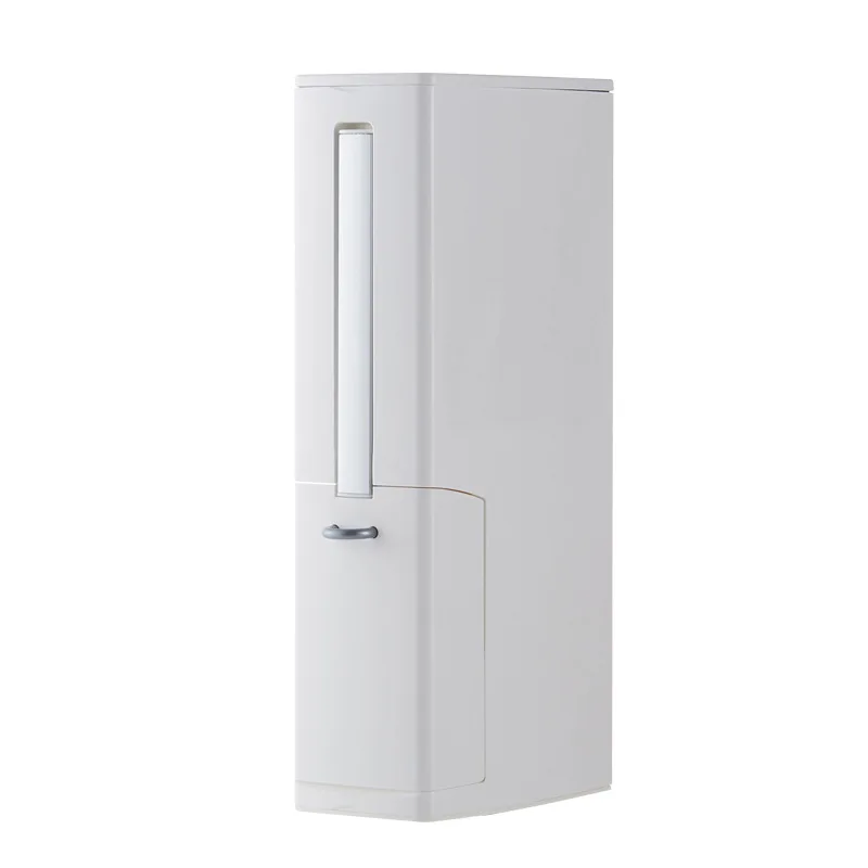 

Narrow Bathroom Trash Can with Toilet Brush Toilet Trash Can with Lid Brush Trash Bag Storage Container Plastic Trash Can