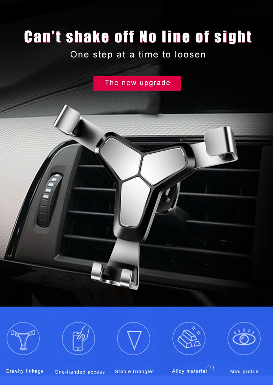 IKSNAIL Gravity Auto Lock Car Phone GPS Stand for iPhone X XS Car Cradle Mount Adjustable for HuaWei Car Air vent Phone Holder
