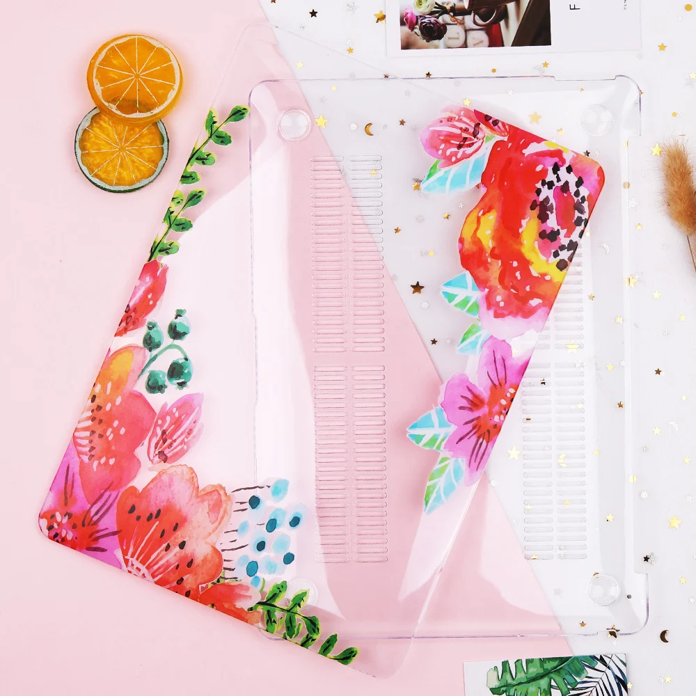 Жесткий чехол Redlai с цветочным принтом для Apple Macbook Pro retina 12 13 3 15 4 Air 11 дюймов новый