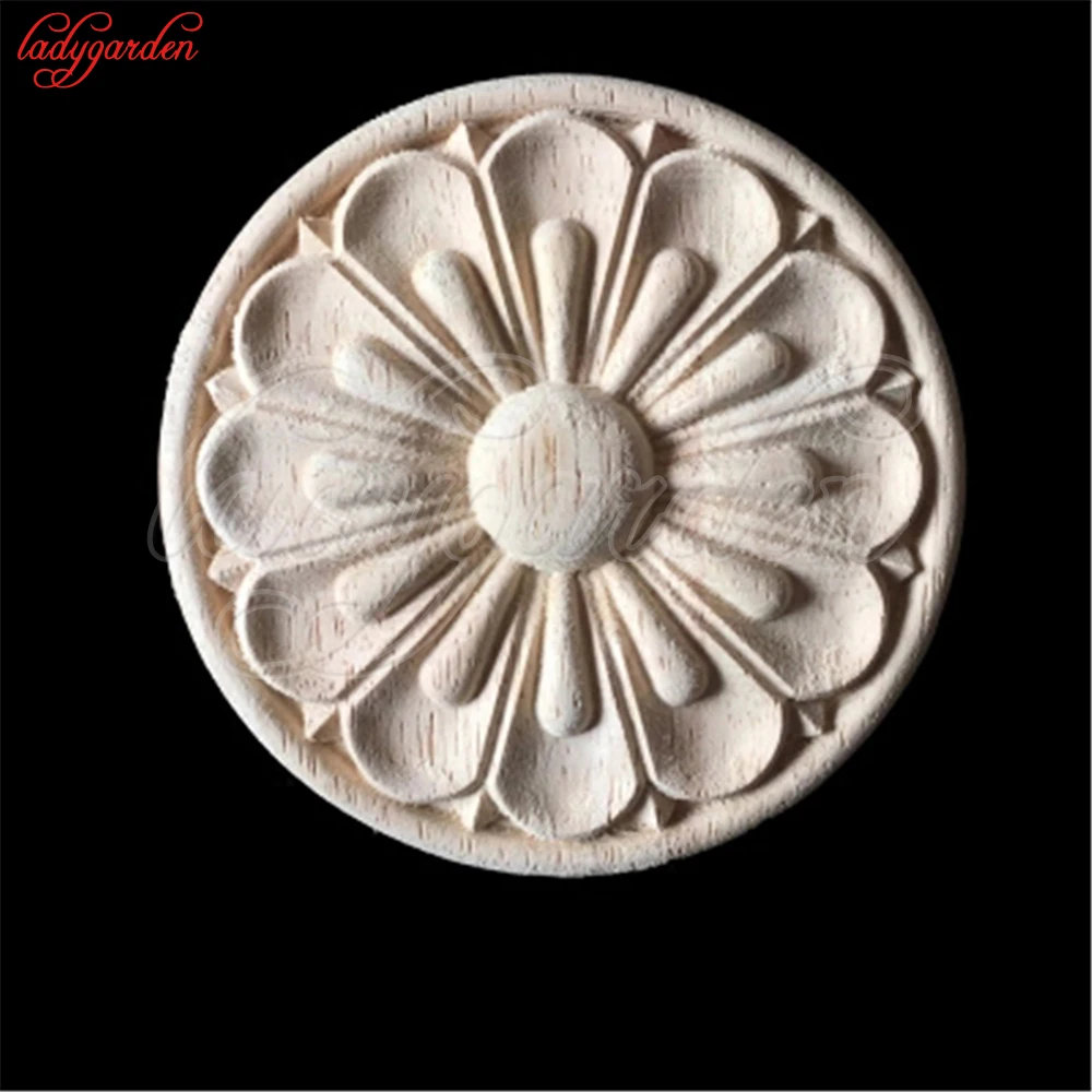 

30CM Decorative Wood Appliques Wood Carved Corner Onlay Applique Frame Door Decorate Wall Furniture Decorative Wooden Miniatures