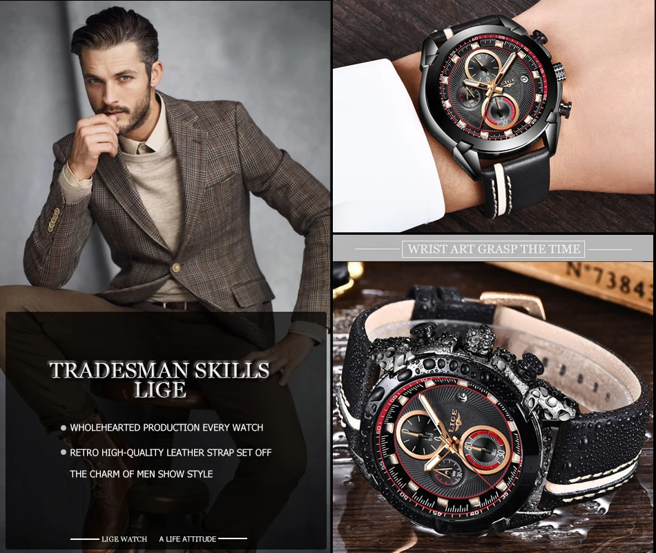 Relogio Masculino, новинка, LIGE, мужские часы, модные, нержавеющая сталь, хронограф, лучший бренд, Роскошные, бизнес, водонепроницаемые, кварцевые часы для мужчин